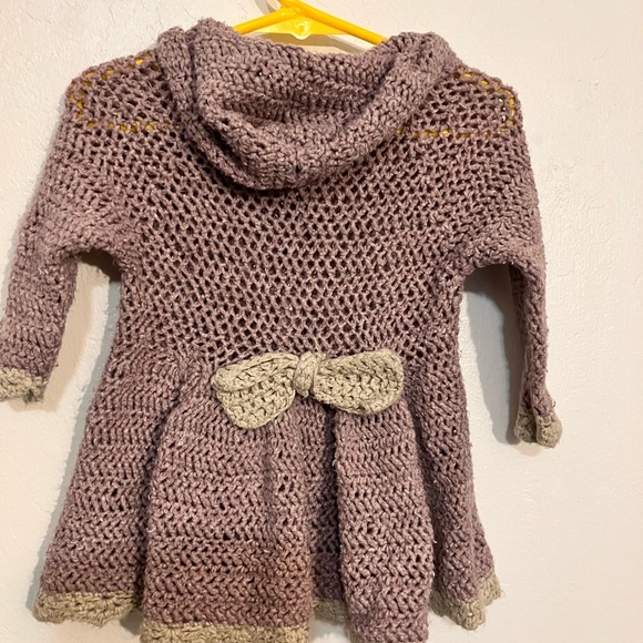 Sweater petticoat over coat hand crochet with back now purple gray 2 years - Picture 6 of 8